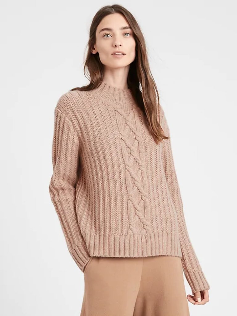 Cashmere Chunky Mock-Neck Sweater